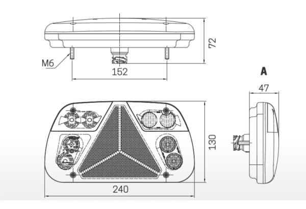 FAROLIM LED ESQUERDO COM REFLETOR TRIANGULAR