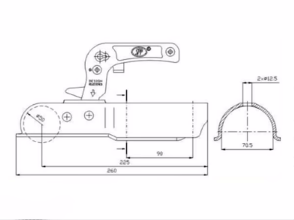 Cabeçote 1300 kg, tubo Ø70 mm - Image 2